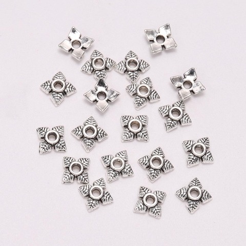 50pcs/Lot 6mm 4 Petals Leaves Antique  Flower Loose Sparer Apart End Bead Caps For DIY Jewelry Making Findings Earrings ► Photo 1/4