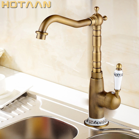 Free shipping Kitchen Faucet Antique Brass Swivel Bathroom Basin Sink Mixer Tap Crane,torneira YT-6043 ► Photo 1/5