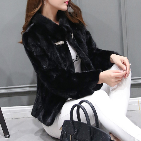 New Women Genuine Natural Piece Mink Fur Coat Jacket Winter Women Fur Outerwear Coats ► Photo 1/5