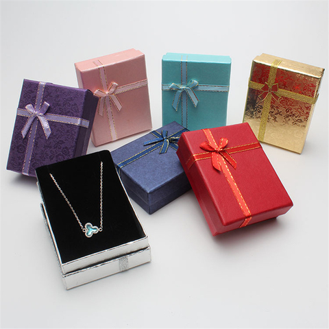 DoreenBeads 9*7*3cm Shiny Jewelry Box Necklaces Earrings Bracelets Boxes Gift Packing Wholesale Display Classic Bowknot 1 Piece ► Photo 1/6