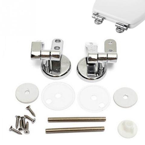 New Universal Adjustable Replacement Chrome Toilet Seat Hinge Set Pair With Fittings One Pair Chrome effect toilet seat hinges ► Photo 1/5