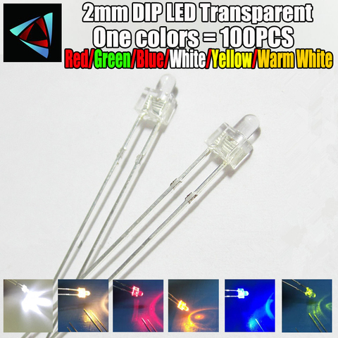 100Pcs 2MM LED Diode Mixed Color Red Green Yellow Blue White warm white ► Photo 1/2