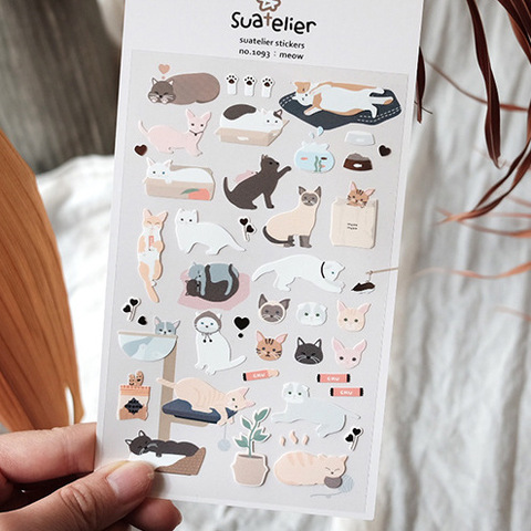 Meow Cute Kitty Decorative Sticker Diary Album Label Sticker DIY Scrapbooking Stationery Stickers Escolar ► Photo 1/5