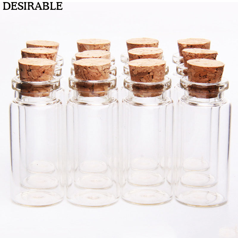 10pcs Small Bottle Tiny Clear Empty Wishing Glass Message Vial With Cork Stopper 