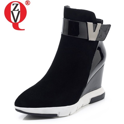ZVQ Woman Shoes Winter Warm New Fashion Pointed Toe Zip Ankle Boots Outside Super High Heels Platform Ladies Shoes Drop Shipping ► Photo 1/6