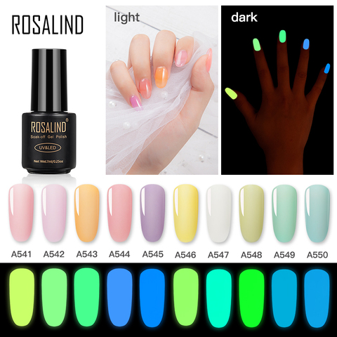ROSALIND Neon Nail Gel Polish Luminous Hybrid Varnish  Manicure Top Base Gel For Nails Art Gel Nail Polish Semi Permanent Primer ► Photo 1/6