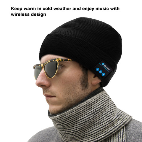 Bluetooth Hat Beanie Men Women Wireless Music Hat Unisex Bluetooth Beanie Smart Winter Knit Hat Musical Headphones Earphones Cap ► Photo 1/6