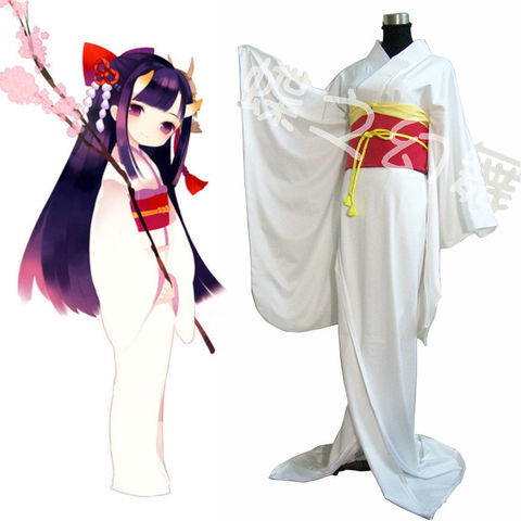 Japanese Anime Traditional Women White Furisode Kimono Cosplay Costume Set ► Photo 1/1