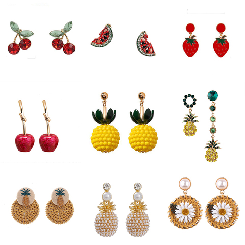 Korean Trendy Irregular Pineapple Strawberry Fruit Earrings Collection Drop Earring for Women Girl Gift Statement Jewelry ► Photo 1/6