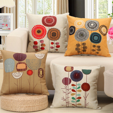 1Pcs Fashion Cotton Linen Flower Pattern Throw Pillow Cushion Cover Seat Car Home Decor Sofa Bed Decorative Pillowcase 40107 ► Photo 1/5