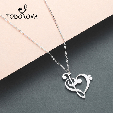 Todorova Music Note Heart of Treble and Bass Clef Necklace Women Infinity Love Charm Pendant Necklace Stainless Steel Jewelry ► Photo 1/6
