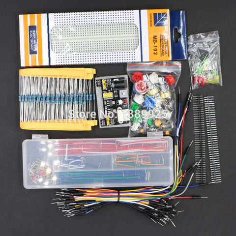 Generic Parts Package kit + 3.3V/5V power module+MB-102 830 points Breadboard +65 Flexible cables+ jumper wire box without case ► Photo 1/4