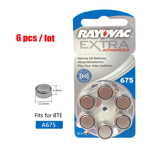 6PCS RAYOVAC EXTRA A675 Zinc Air Performance Hearing Aid Batteries PR70 675 A675 675A Hearing Aid Battery ► Photo 1/3