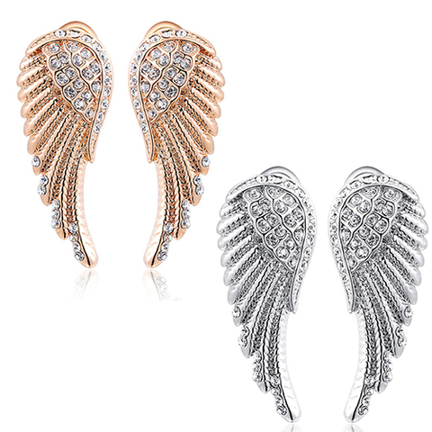 New Women's   Angel Wings Crystal Ear Studs Luxury Earrings Jewelry BDKP ► Photo 1/6
