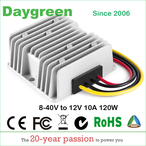 8-40V to 12V 10A DC DC Converter Reducer Regulator Voltage Stabilizer Step-up Down type 120w Daygreen CE RoHS 8-40V TO 12V 10AMP ► Photo 1/1