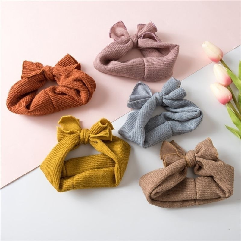 Turban Solid Headband Hair Band Bow Accessories Headwear For Girls Baby Toddler 
