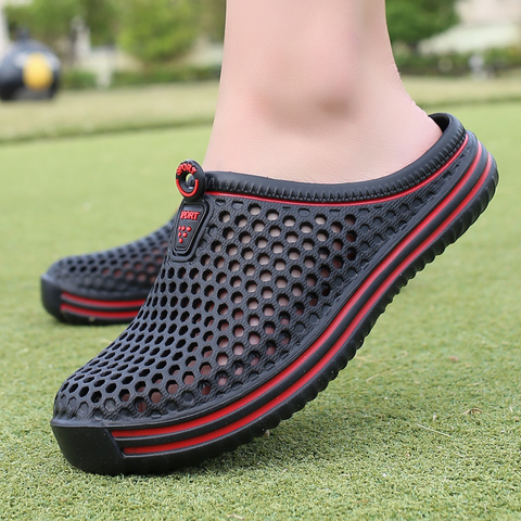 Polali 2022 Summer Slippers Men Hollow Out Breathable Beach Flip Flops Unisex Casual Slip-on Flats Sandals Men Shoes size 45 ► Photo 1/6