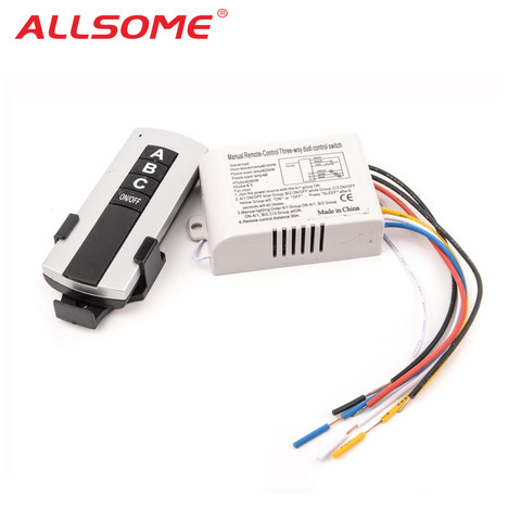 Allsome 220V 3 Channel Wireless Remote Control Switch Digital Remote Control Switch for Lamp & Light HT034 ► Photo 1/3