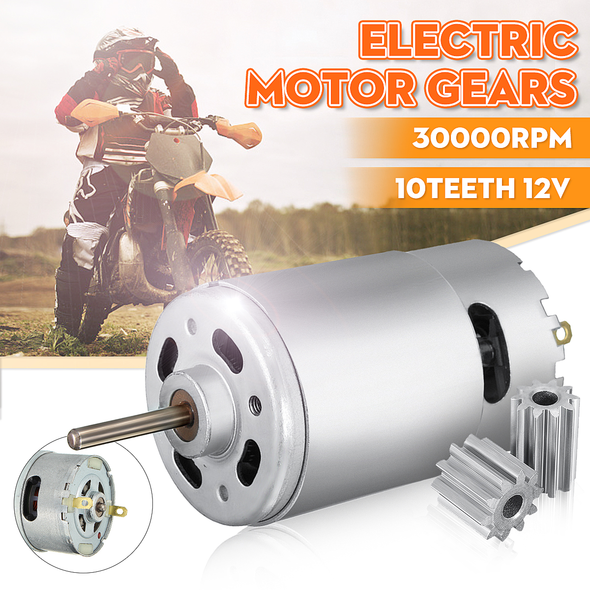 DC Motor 12V 30000 RPM for Children Electric Car,RC Ride, Baby Car Electric Motor RS550 Gearbox 10 teeth Engine Hot Sale ► Photo 1/6