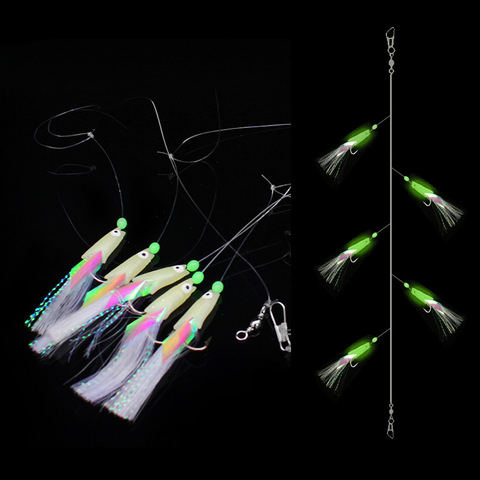 25Pcs/Set High Carbon Steel Astringency Mackerel Feathers Bass Lure Sea Luminous Fishing Hook 5 Bags Bait Hooks Wire Tool B4 ► Photo 1/6