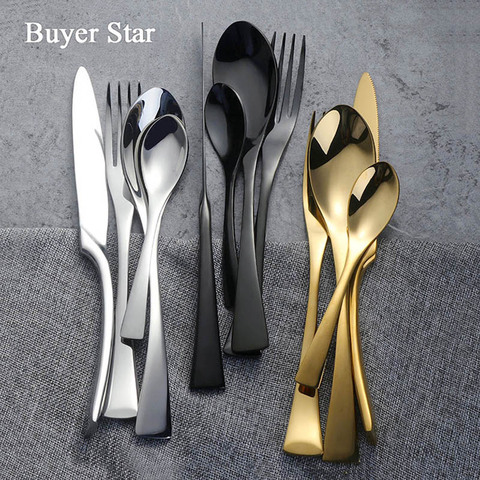 Buyer Star Stylish Tableware Set Flatware Cutlery Stainless Steel 304 Utensils Kitchen Dinnerware include Knife Fork Spoon 18/10 ► Photo 1/6