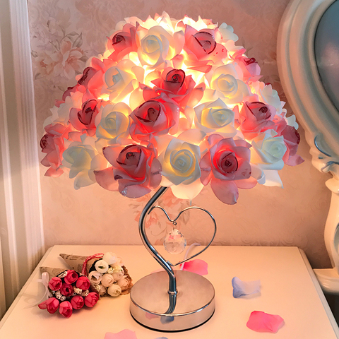 European Table llamp Rose Flower LED Night Light bedside Lamp Home Wedding Party Decor Atmosphere Night Light Sleep Lighting ► Photo 1/6