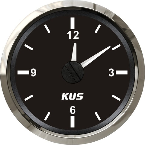 New KUS Car Boat Clock  12V/24V With Red and Yellow LED Available Backlight  52mm Round Auto Yacht Accessories 12 Hour ► Photo 1/6