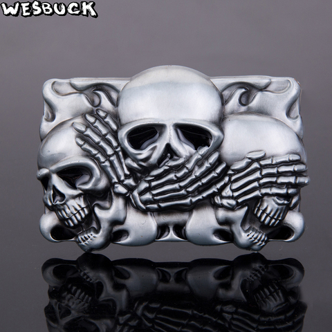 WesBuck Brand Ceinture Hombre Rock Punk Hebillas De Metal Skull Belt Buckle Accessories ► Photo 1/3