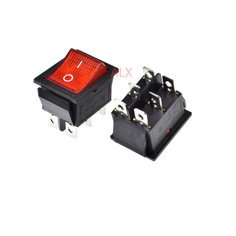 5PCS KCD4-202 6PIN red Push Button with light rocker Switch ON/OFF power switches 16A/250V 20A/125V 25*31MM 25*31 6 pin ► Photo 1/3