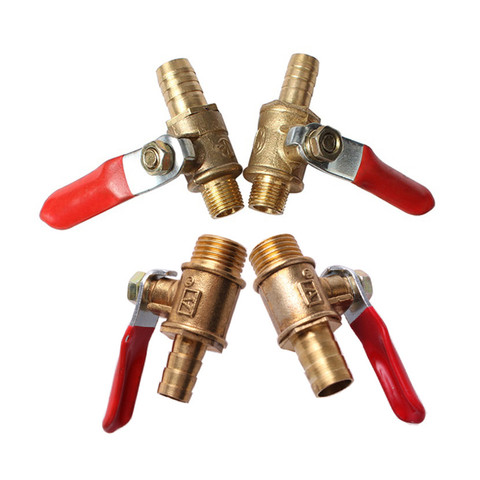 Brass 6/8/10/12mm Red Lever Handle Ball Valve Hose Barb 1/4