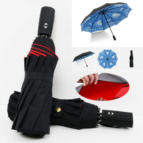 Full Automatic Oversize Reinforced Umbrella Three Folding Male Female Parasol Umbrella Rain Women Windproof Business Umbrella ► Photo 1/6