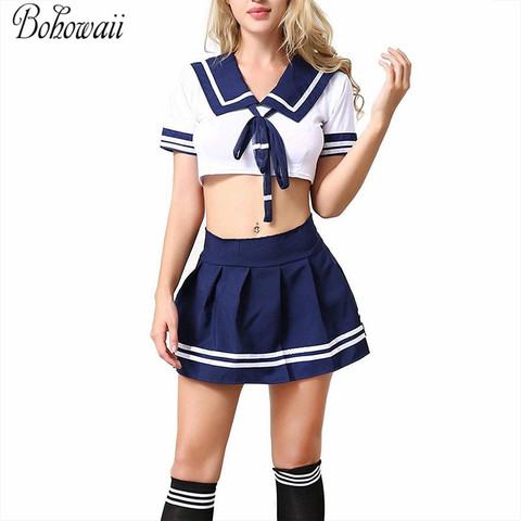 BOHOWAII Cheerleader Costume Schoolgirl Lingerie Dirndl School Girl Sexy Costumes Women Cosplay Halloween Disfraz Mujer Sexi ► Photo 1/4