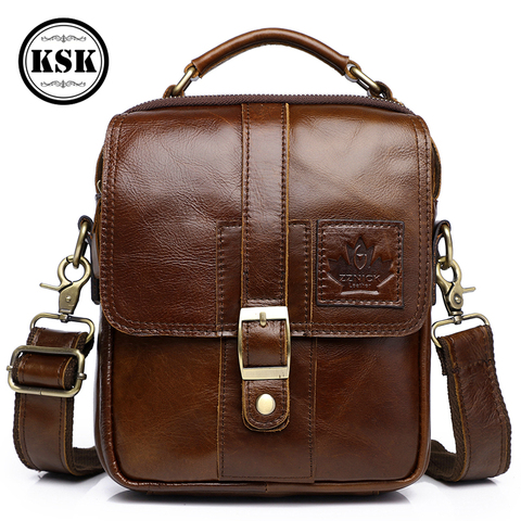 Men's Genuine Leather Bag Messenger Bag Luxury Handbags Cross Body Bags Male Shoulder Handbag 2022 Fashion Flap Pocket KSK ► Photo 1/6