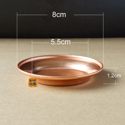 Copper Decoration Plate Mini Bonsai Flower Pot Tray Decorative Small Jewelery Dish 8CM ► Photo 1/3