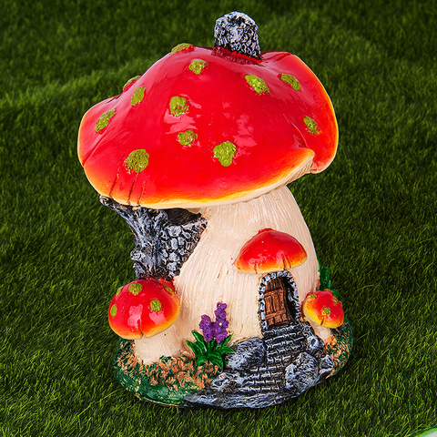 Ankoow Red Mushroom House Mini Landscape House Fairy Garden Decoration Resin Crafts Ornament Miniature Fairy Garden Accessories ► Photo 1/6