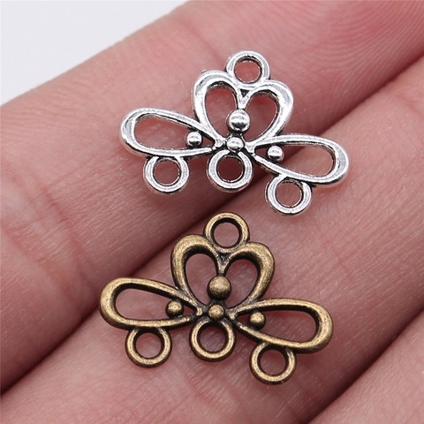 WYSIWYG 40pcs 18x13mm Charm Earrings Connection For Jewelry Making Antique Silver Color Earrings Connection Charms ► Photo 1/4