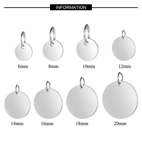 5pcs/lot 100% Stainless Steel Blank 6-20mm Disc Round Tag Charm Pendant for Bracelet Necklace Jewelry Making Blank Tag ► Photo 1/6