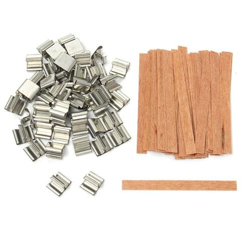 50Pcs 6mm 8mm 12.5mm 13mm Wooden Candles Wick with Sustainer Tab Candle Wick Core for Candle Making Supply Soy Parffin Wax ► Photo 1/6