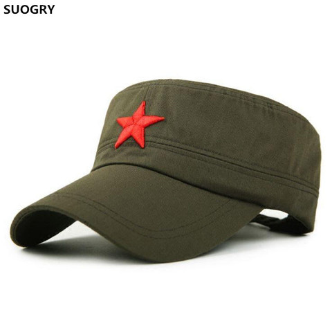 SUOGRY Military Cap Star Embroidery Cap Military Hat Army Green Flat Hats for Men Women Vintage Bone Male Female Army Sun Ha - Price history & Review | AliExpress Seller -