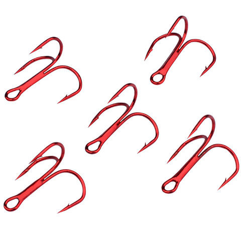 10Pcs/lot Red Fishing Hooks High Carbon Steel Material Treble Treble Fishing Hook  Round Bend 2# 4# 6# 8# 10 # Fishing Tackle ► Photo 1/5