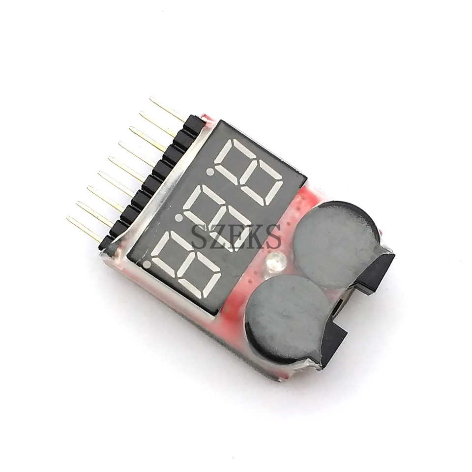 1-8S lithium battery low voltage LED display tester buzzer alarm BB ring 