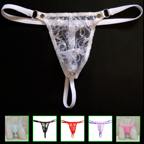 2022 hot Sexy Lace Thongs Men Sissy Underwear Transparent Male Bikini G-strings Seamless Thong For Men's jockstrap gay underwear ► Photo 1/5