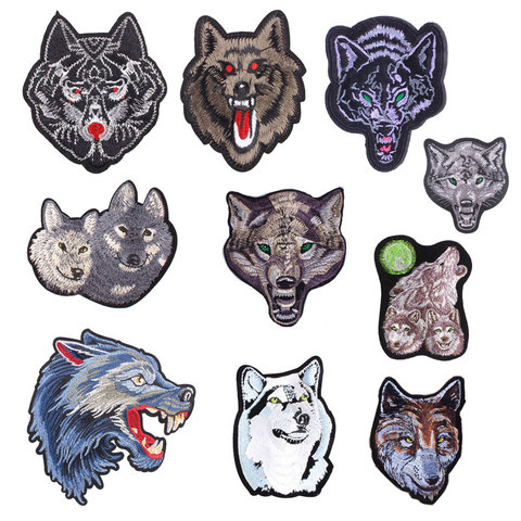 Wolf Head Iron on Patches for Clothing DIY Embroidery Stripe on Clothes Animal Sequin Applique Badge Applique Cloth Fabric Craft ► Photo 1/6