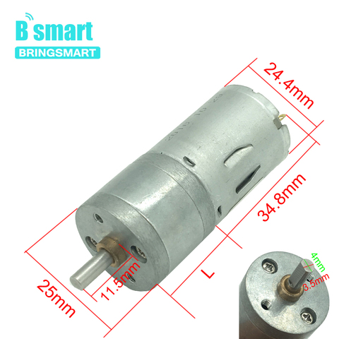 Bringsmart JGA25-370 Gear Motor 12V DC Reduction Electric Motor Low Speed Micro Gearbox Reducer for Smart Car Mini Tools Toys ► Photo 1/6