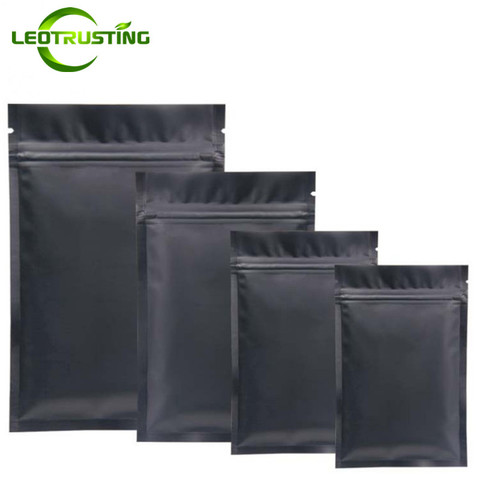 Leotrusting 100pcs Small Matt Black Aluminum Foil Zipper Bag Metallic Mylar Black Zipper Bag Herbal Powder Sugar Food Packaging ► Photo 1/6