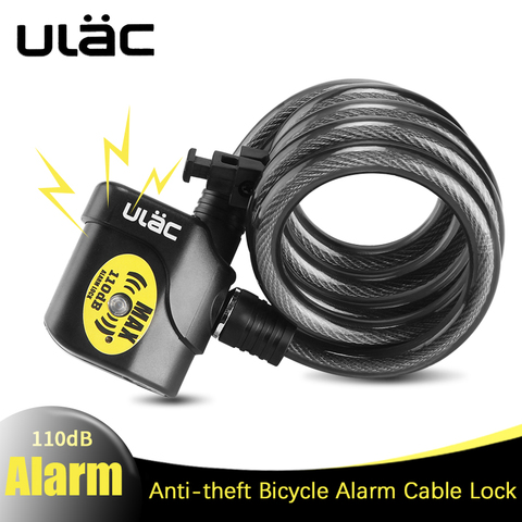 ULAC Alarm Lock For Bicycle Motorcycle Steel Cable Bike Lock Cycling Bike Cable Lock Anti-theft Security Wire Bicycle Lock Alarm ► Photo 1/6