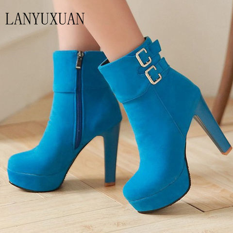 2017 Winter Boots Plus Big Size New Round Toe Buckle Boots For Women Sexy Ankle Heels Fashion Winter Shoes Casual Zip Snow 2150 ► Photo 1/6