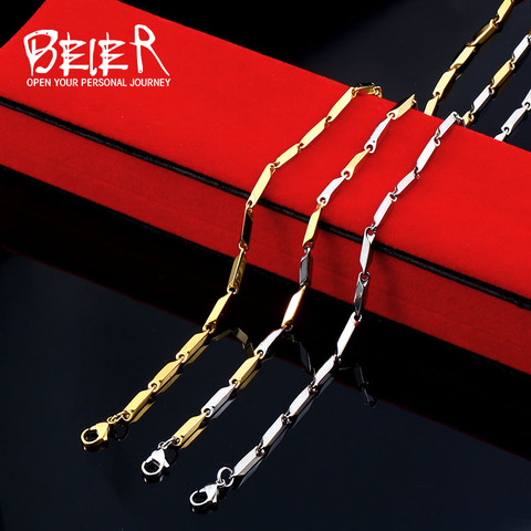 BEIER Wholesale Cheap Man's Fashion Jewelry Stainless Steel Seeds For Man Woman Unisex Cool Chain Steel/gold Necklace BN1024 ► Photo 1/6