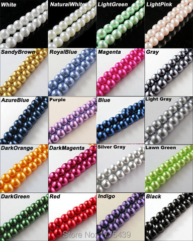 Factory Price 100pcs/Lot 8MM Round Ball Loose Glass Pearl Spacer Beads White Black Brown Indigo Mixed For Jewelry Making ► Photo 1/6