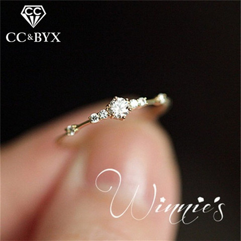 CC Rings For Women Trendy Jewelry Cubic Zirconia Simple Yellow Gold Small Fresh Agete Style Multicolor Ring Anel CC2114 ► Photo 1/6